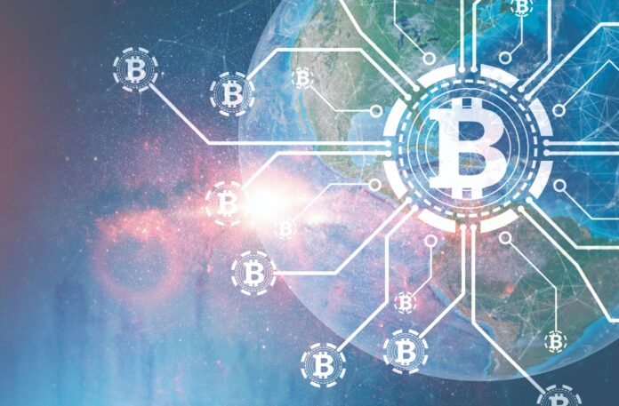 Bitcoin network against the Earth in space