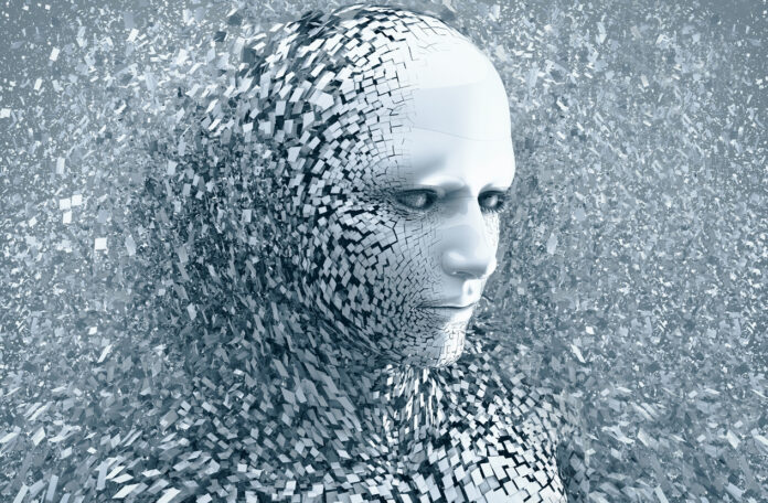 abstract character shattered into pieces