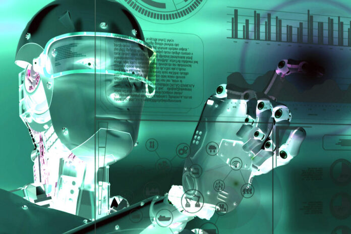 robot working with digital display