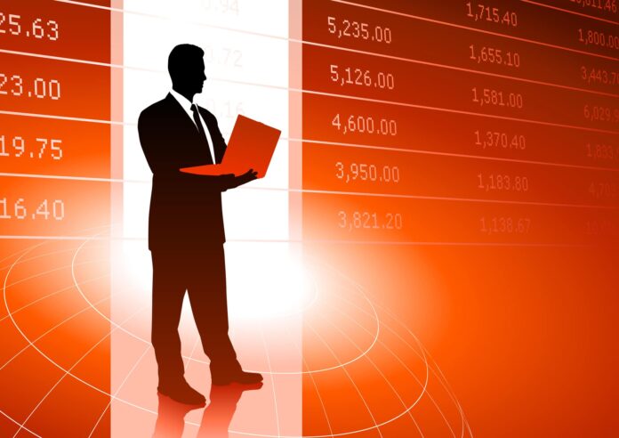 Stock trader background with market data