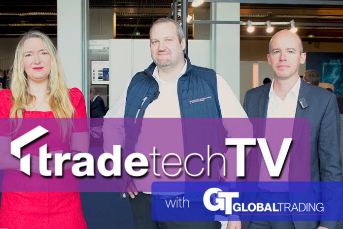 Jan Stiebing and Sven Wohlfahrth, Deutsche Börse, with Laurie McAughtry.