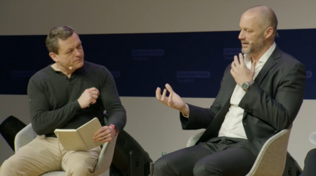 Tobias Windecker speaking to The Desk editor Dan Barnes at the Derivatives Forum 2024 in Frankfurt